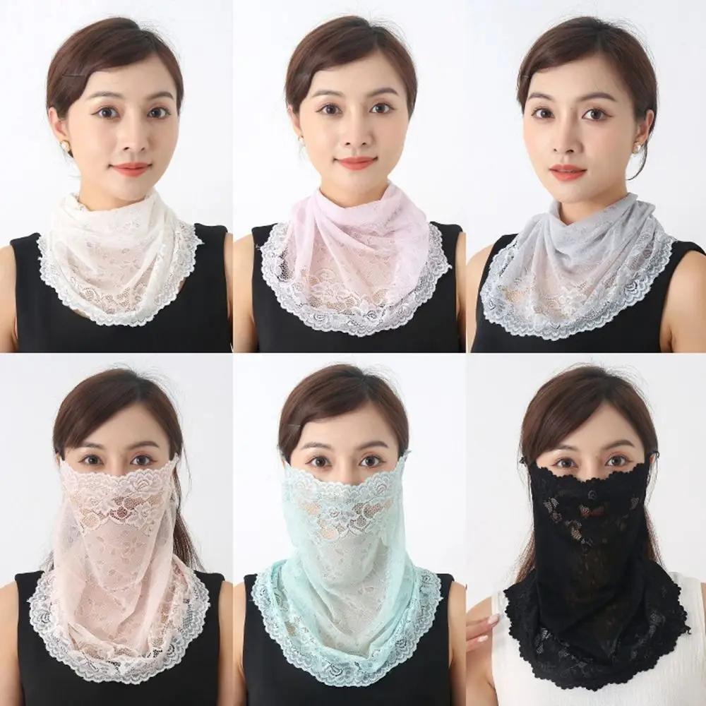 Шарф для лица с защитой от УФ-лучей Новая удобная кружевная маска шеи