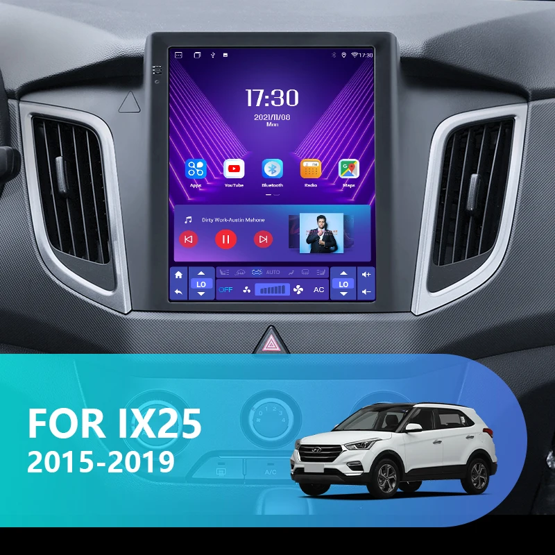 Автомагнитола для Hyundai Creta IX25 2015-2019 2 Din Android 11 мультимедийный видеопроигрыватель