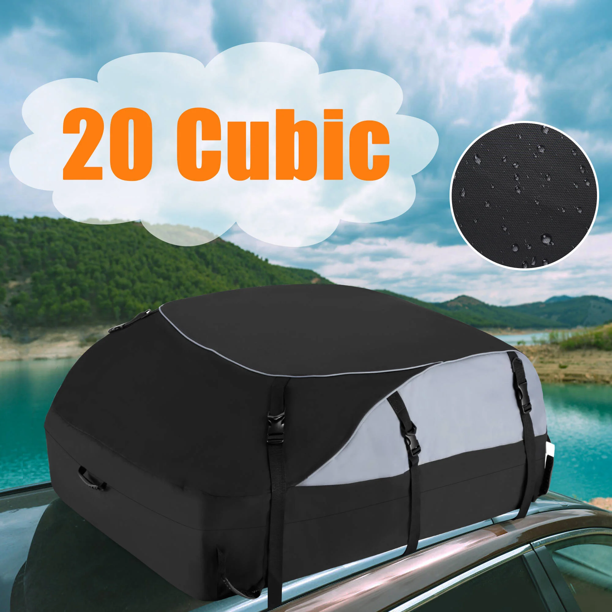 

Rooftop Cargo Carrier Bag 20 Cubic Feet Waterproof Car Roof Bag Cargo Carrier Vehicle Soft-Shell Carriers with Storage Carrying