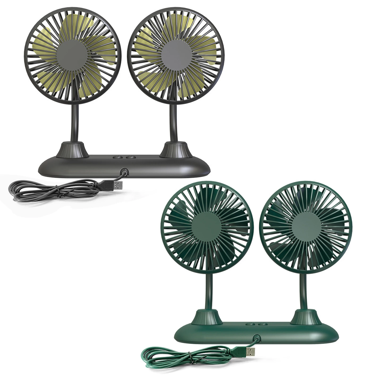 

USB Car Cooling Fan Portable Vehicle Fan Dual Head And 360 Degree Rotation Electric Fan With Strong Wind For SUVRV Van Vehicles