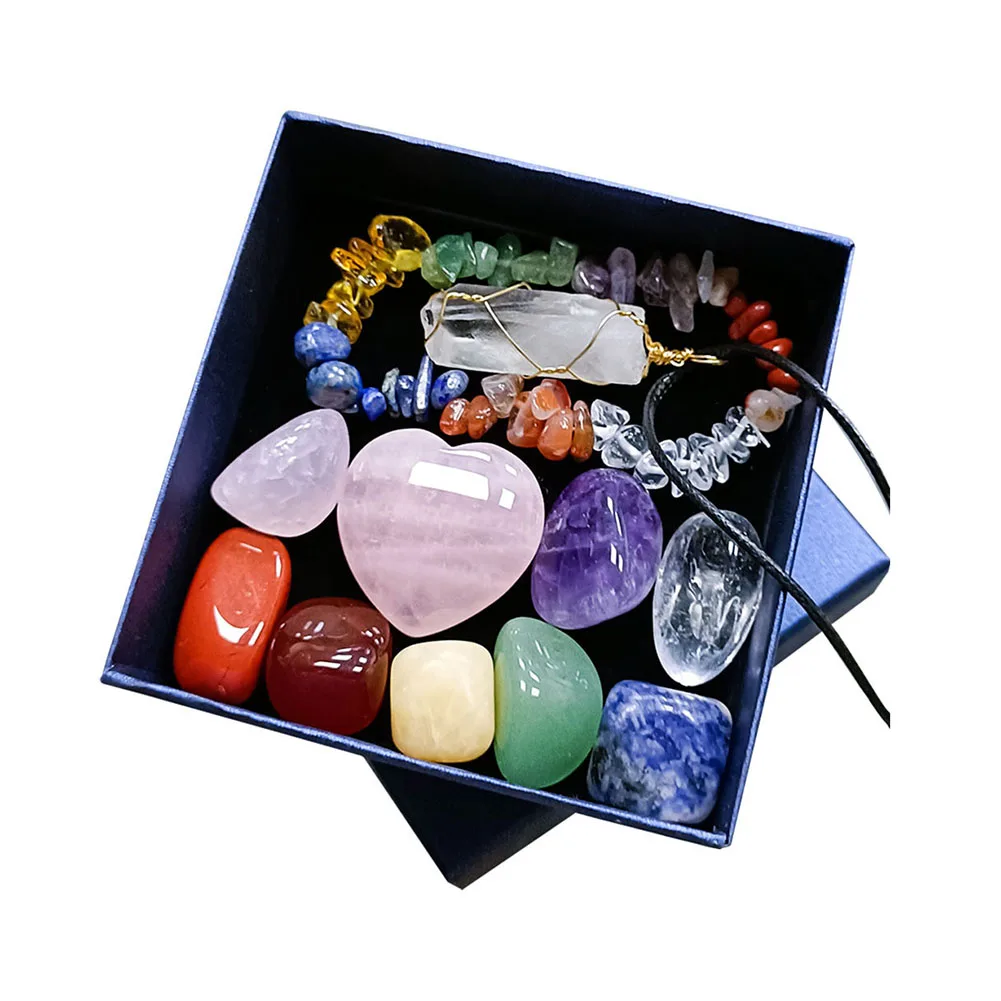 

Натуральные кристаллы семь чакр рейки, восстанавливающие каменные украшения, подвеска в виде шестиугольника, украшение для дома с подарочн...