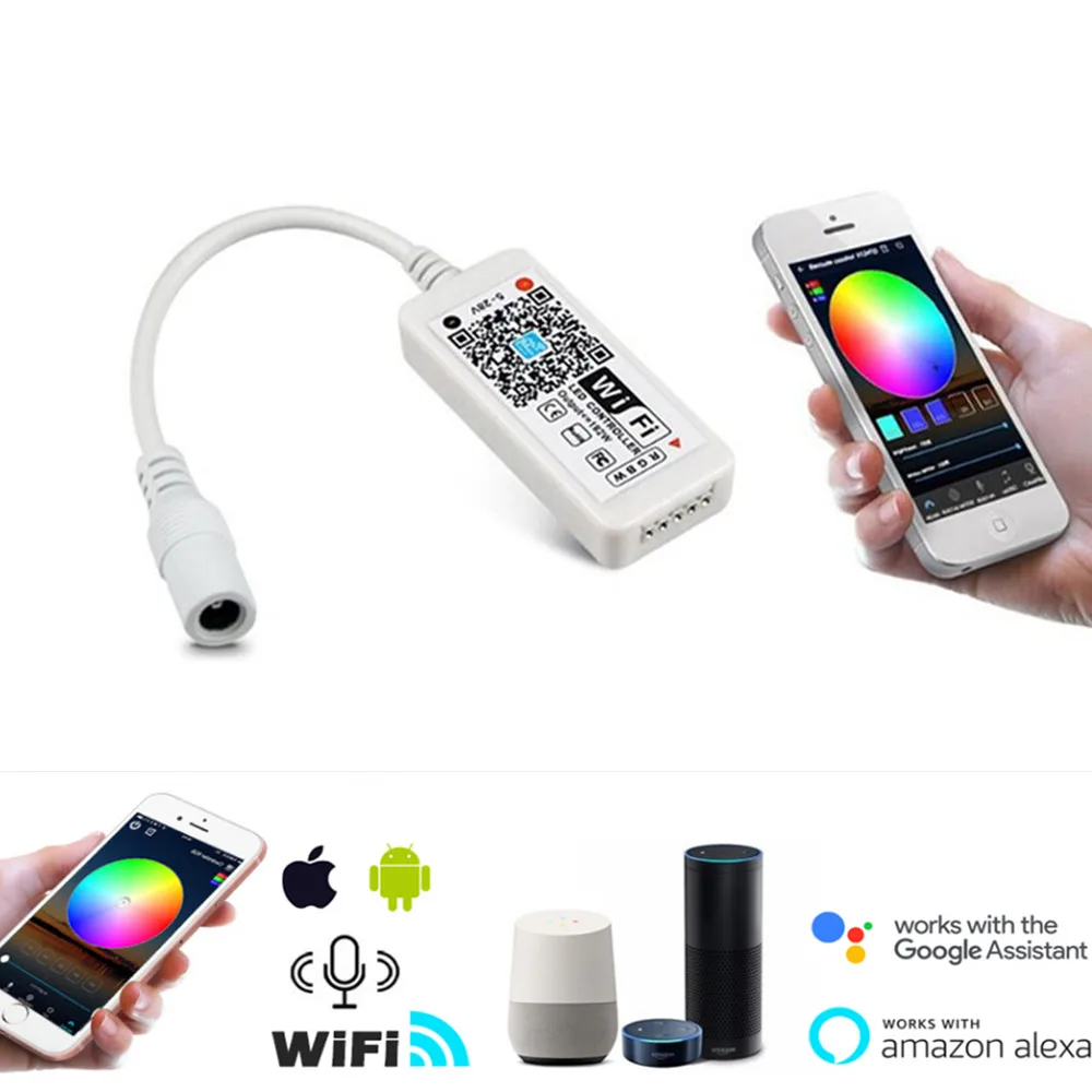 

Mini RGB RGBW WiFi Controller DC5-24V For Led Strip Panel Light Timing Function 16million Colors Smartphone Control