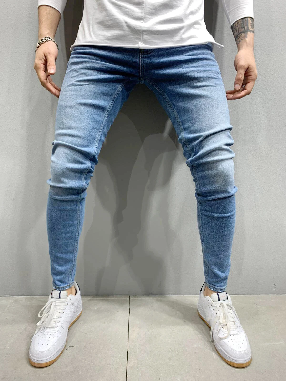 2023 New Jeans Men Skinny Slim Fit Blue Hip Hop Denim Trousers Casual Jeans for Men Jogging jean