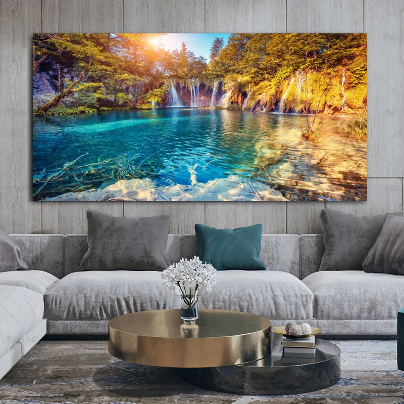Настенная картина Водопад постер на холсте Современный домашний декор пейзаж