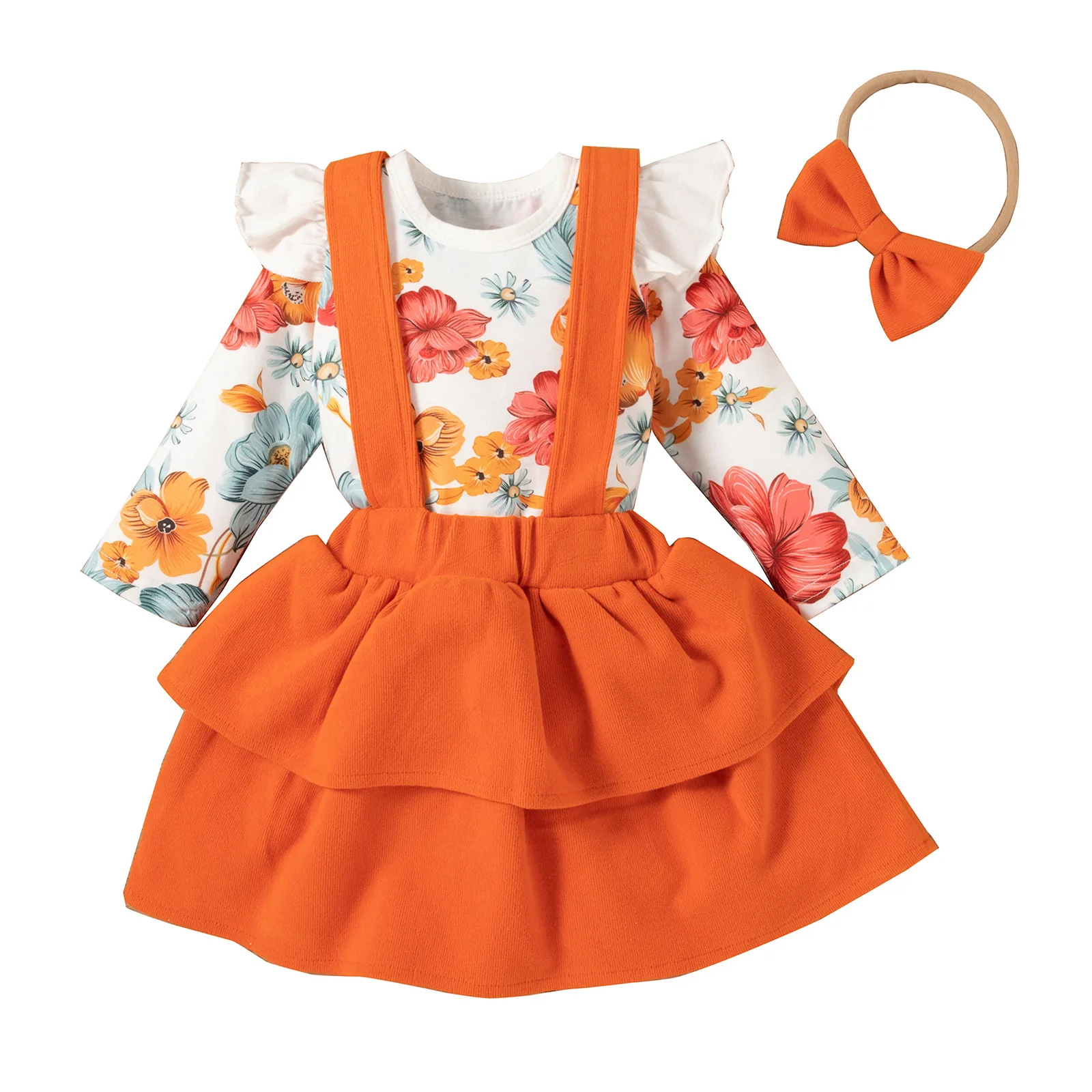 

Baby Girl Clothes Set Spring Autumn Infant Newborn Baby Girl Clothes Baby Romper + Dress+Headband 3pcs Baby Girl Outfit
