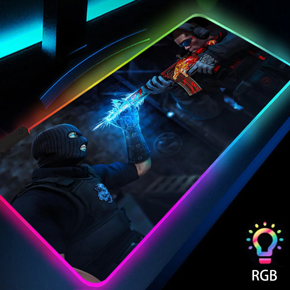 

Awp-asiimov Backlit Mat Gaming Desk with Led Mouse Pad Extra Large Rgb Cool Stuff Luminous Rubberized Carpet Extra Large 900x400