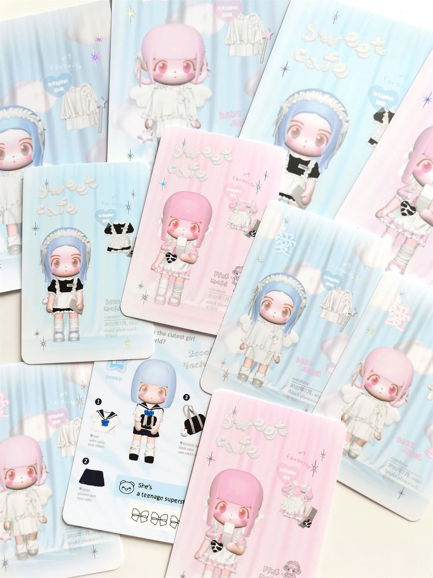 

6pcs Set Korean Angel Girl Card Postcard Ins Mini Sticker DIY Decorative Card