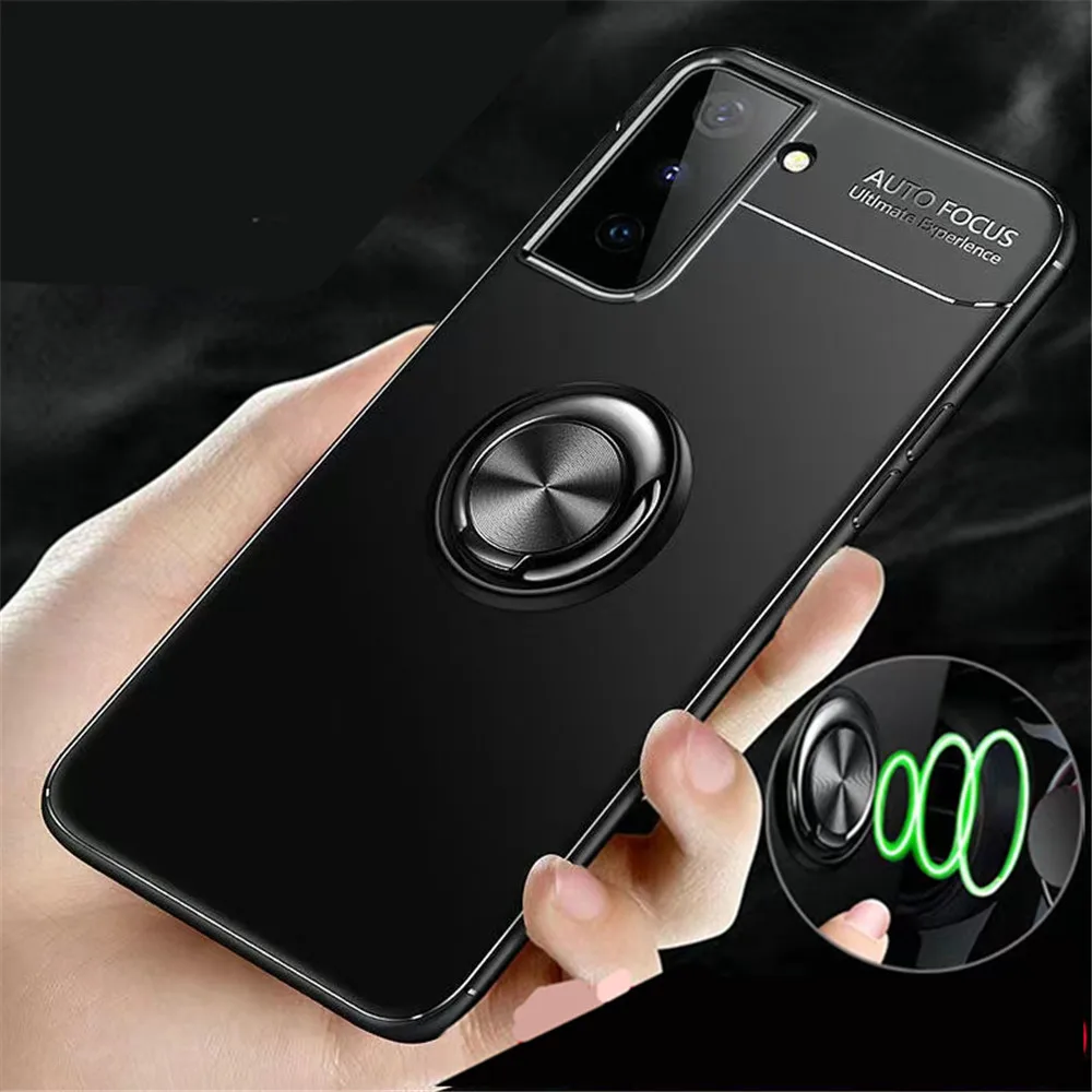 

Samsung S21FE Shockproof Phone Case for Samsung S21FE S21 Ultra Silicone Metal Ring Stand Phone cover for Galaxy S21Fan Edition