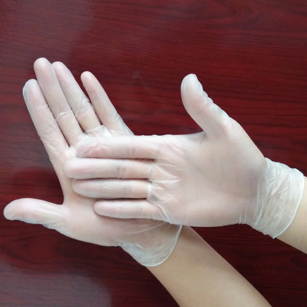 

100pcs Transparent Gloves Household Latex Free Baking PVC Thicken Disposable Kitchen Hair Dye