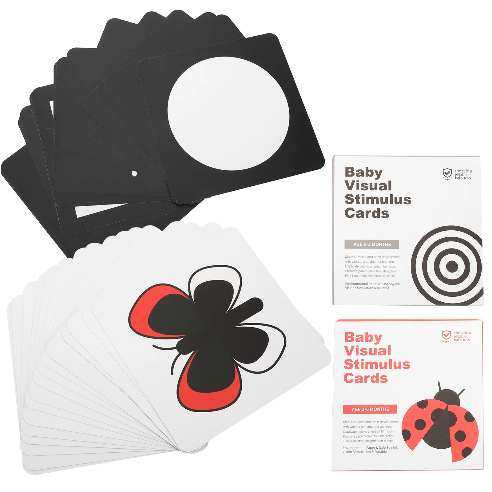 

2 Sets Baby Black White Toys Gift Contrast Infants 0-6 Months Learning Flash Card Sensory Babies Paper Cards Flashcards