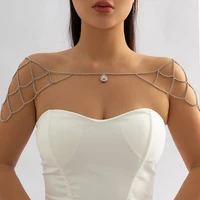ingesight z luxury waterdrop rhinestone crystal pendant shoulder body chain for women punk chain necklaces collar body jewelry