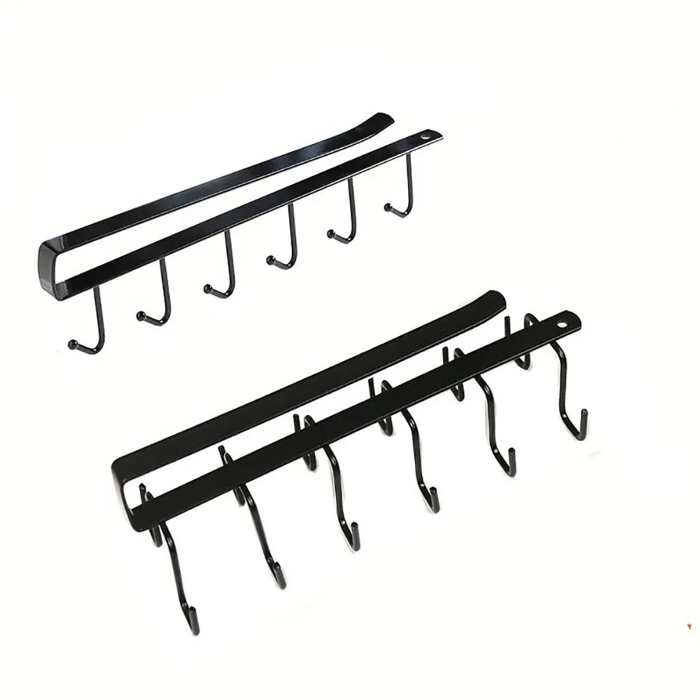 

Настенный органайзер с крючками для чашек, металлический, черный/белый