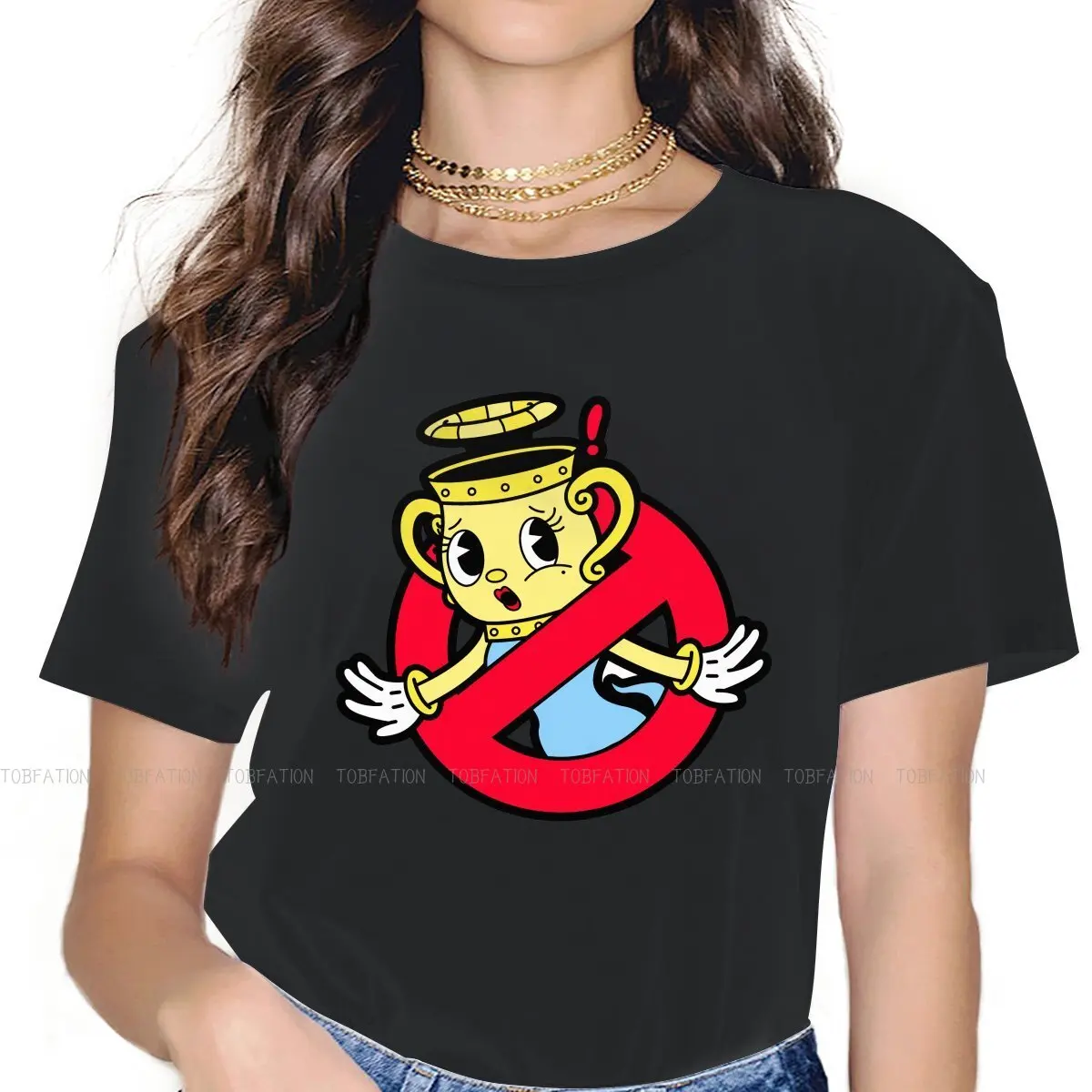 

Llegendary Cupbusters Women's T Shirt Cuphead Ms Chalice Game Girls Tees Harajuku Cotton Tops Basic Tshirt 4XL Oversized Hipster