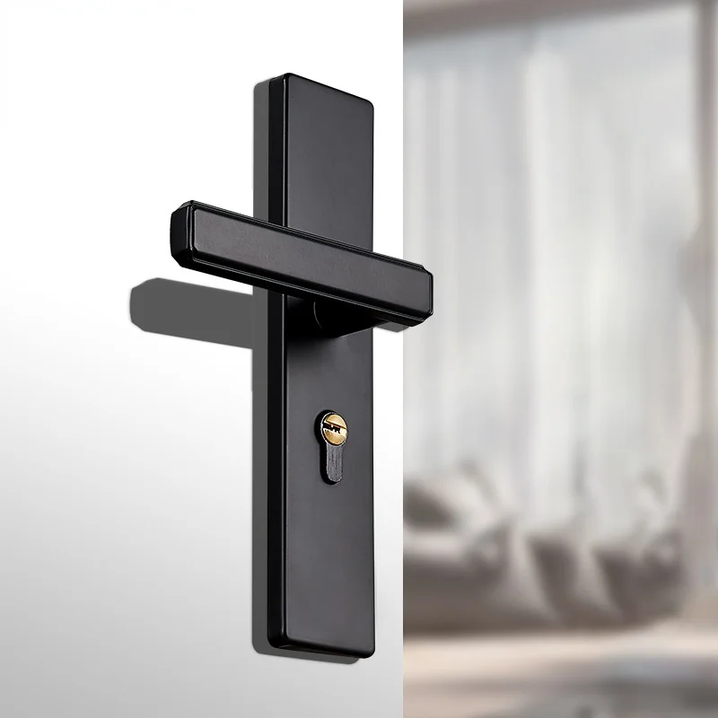 Замок для спальной комнаты домашний деревянного типа черного цвета простой в использовании внутренний полный беззвучный замок.