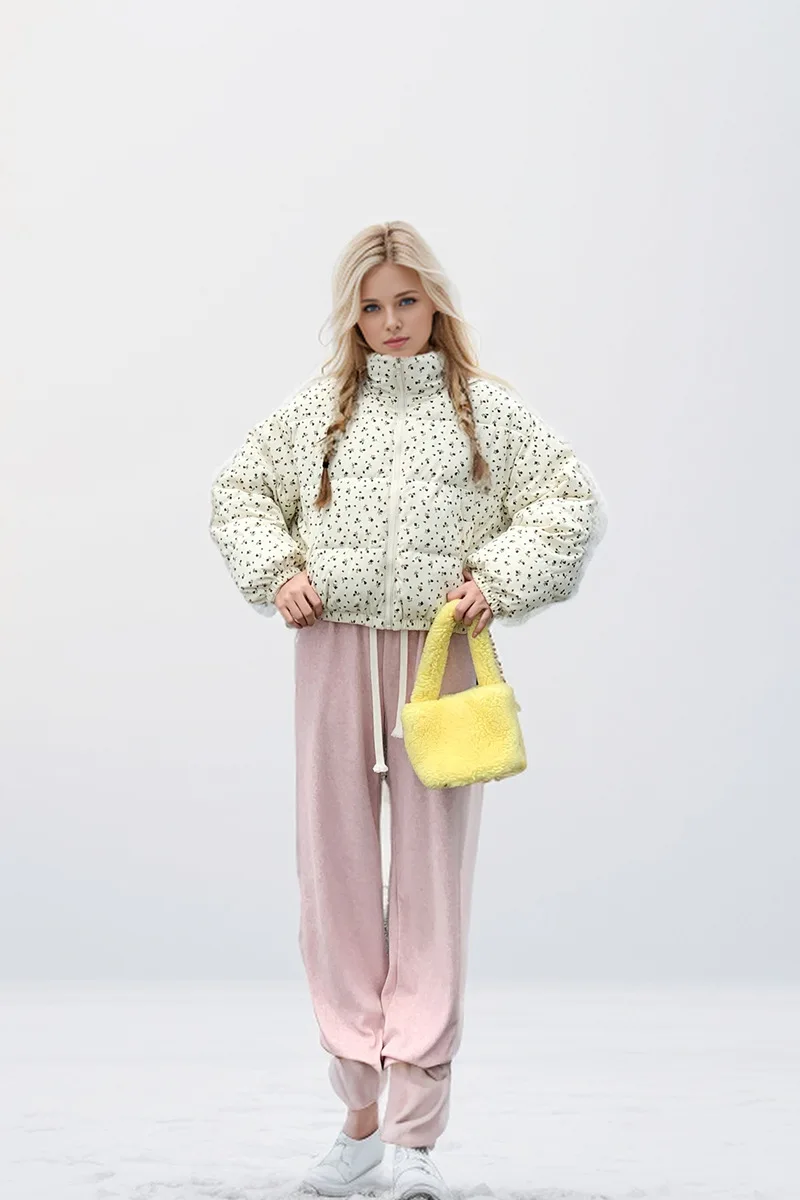 Женский пуховик с принтом зимняя новая милая хлопковая одежда в европейском и