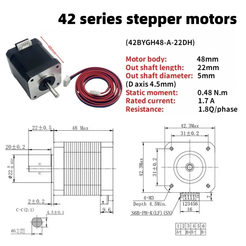 Шаговый двигатель для 3D-принтера двухфазный микромотор 48 мм 42