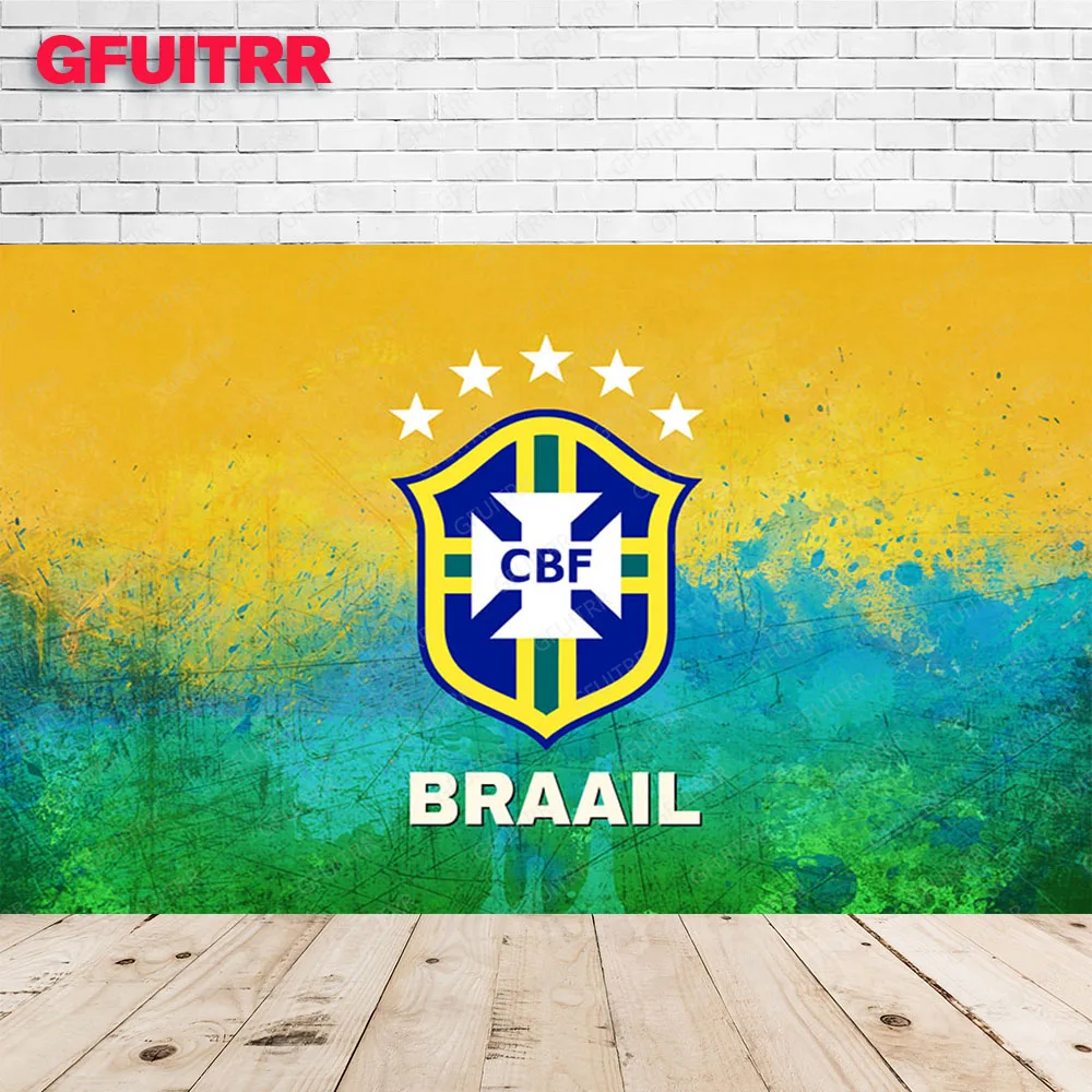 Круглый фон для фотосъемки с изображением футбольного мяча Бразилии детского