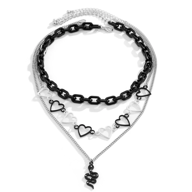 

Heart Necklace Choker Hollow out Heart Clavicle Chain Goth Choker Chain Necklace