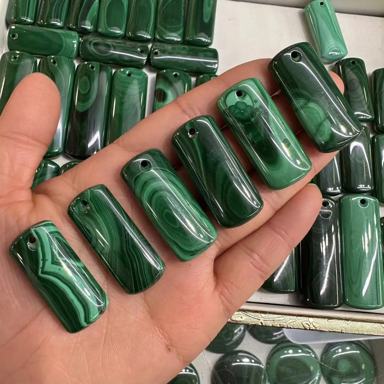 Ааанатальный кулон из Малахита Кристалл квадратной формы Исцеление Рейки