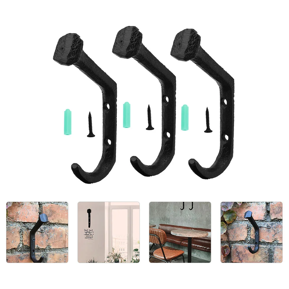 

3 Pcs Ironwork Gate Hook Heavy Duty Hanging Fence Decorations Outdoor Wall Mount Clothing Rack Clothes Hanger