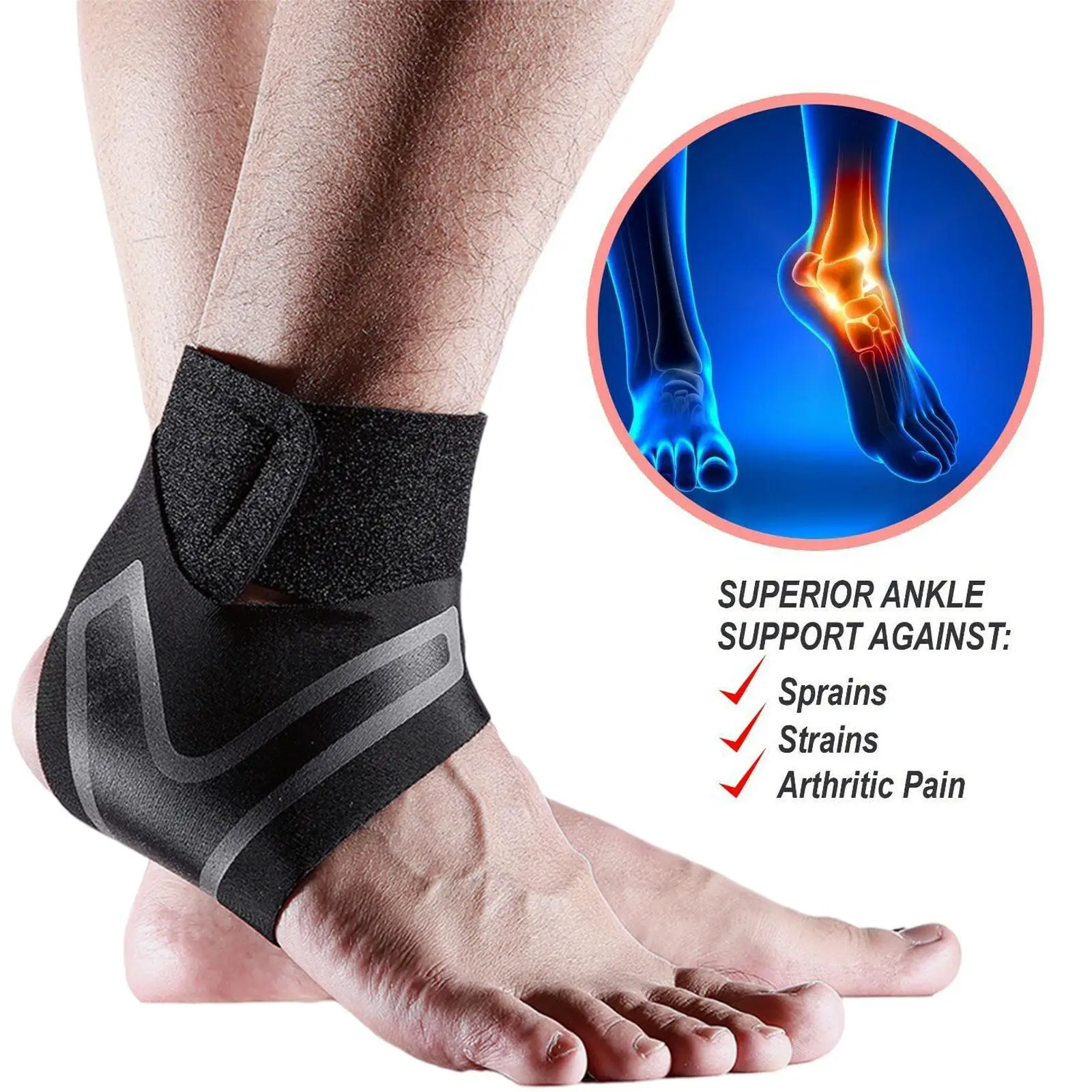 

1pc Left/Right Feet Sleeve Ankle Support Socks Compression Anti Sprain Heel Protective Pressurizable Bandage Ankle Support Foot