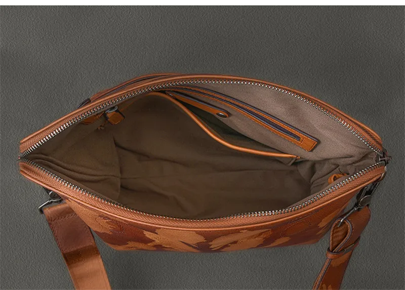 Retro natural first layer cowhide large-capacity mobile phone storage clutch daily outdoor square color shoulder messenger bag