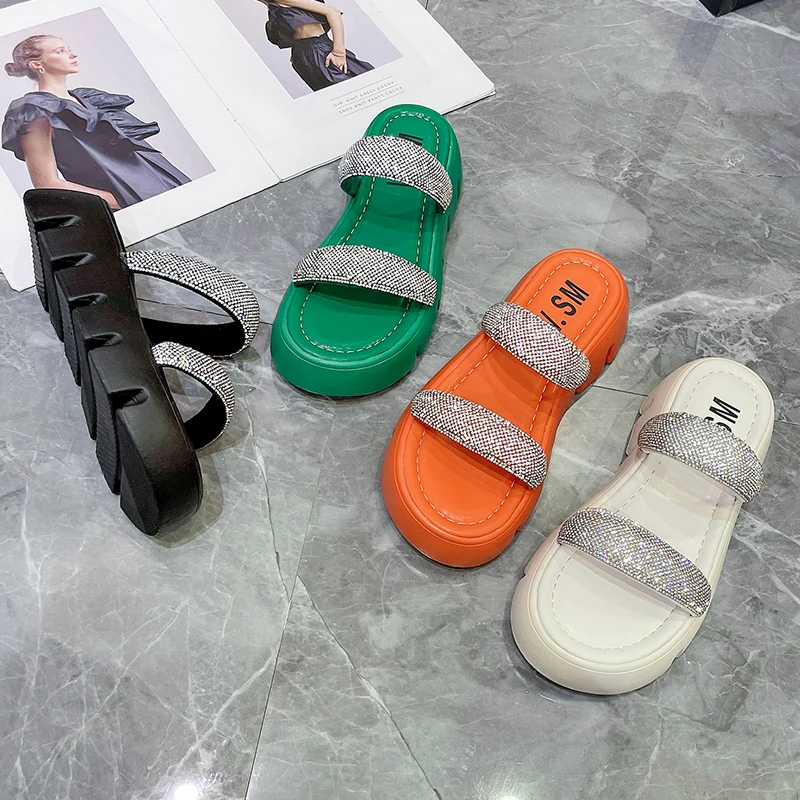 

Шлепанцы женские летние на платформе, сланцы, Пляжная модная обувь, мягкие, без каблука, 2022