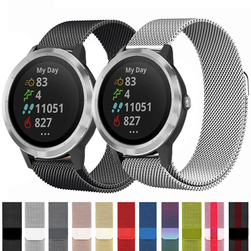 Металлический ремешок 20 мм 22 для Garmin Vivoactive 3 4 наручных часов CAME 2 2s SQ Forerunner 645