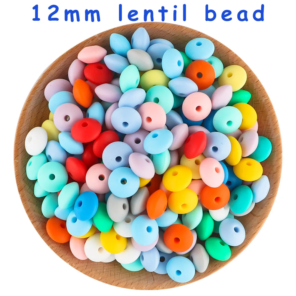 

Sunrony 50Pcs Baby Silicone Lentil Round Beads 12mm DIY Pacifier Chain Bracelet Necklace BPA Free Teething Teether Toys
