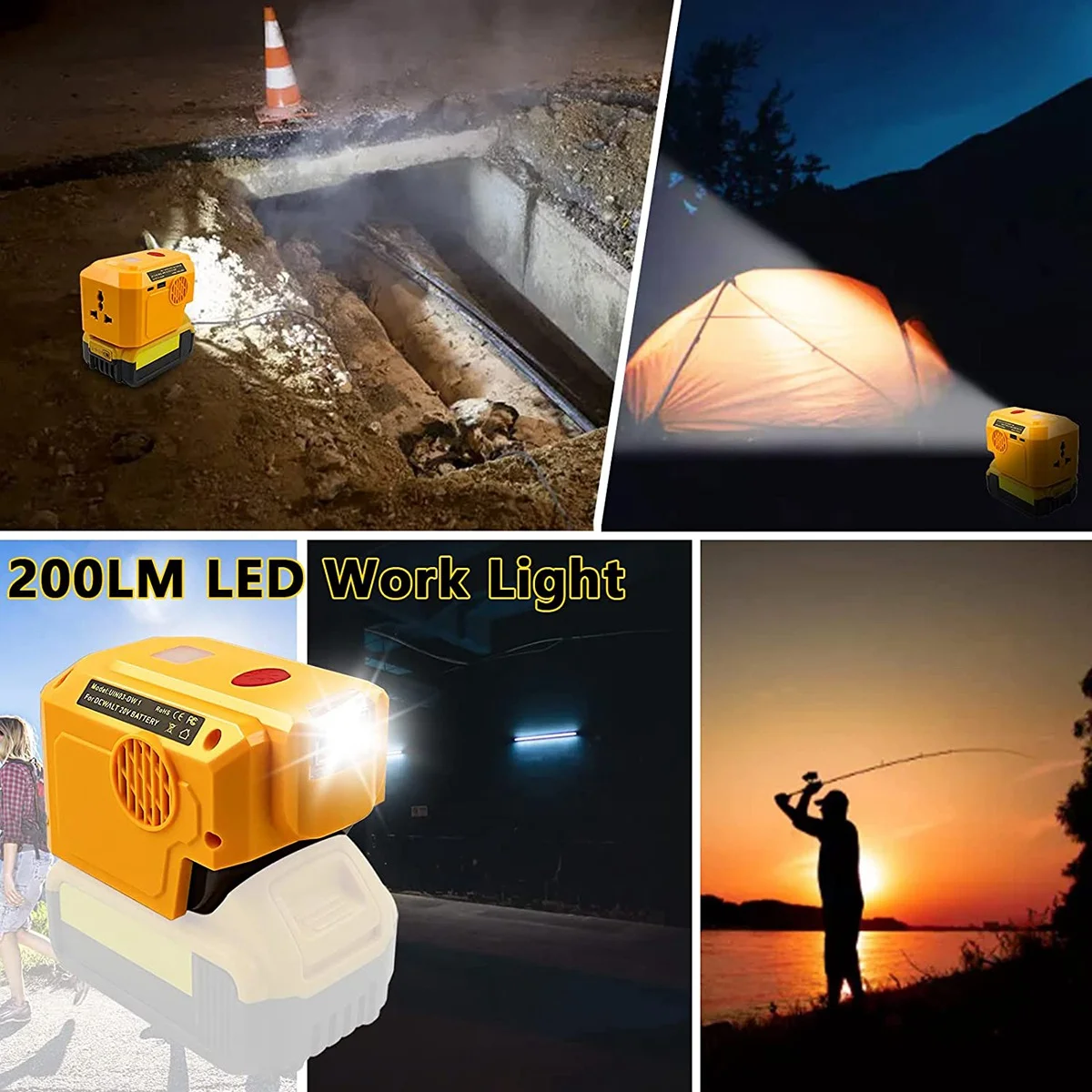 Инвертор источника питания 200 Вт для литиевой батареи Dewalt 18 в 20 в, преобразователь постоянного тока 20 в 120 В переменного тока, модифицированный инвертор синусоидальной волны Инвертор источника питания 200 Вт для литиевой батареи Dewalt 18 в 20 в, преобразователь постоянного тока 20 в 120 В переменного тока, модифицированный инвертор синусоидальной волны