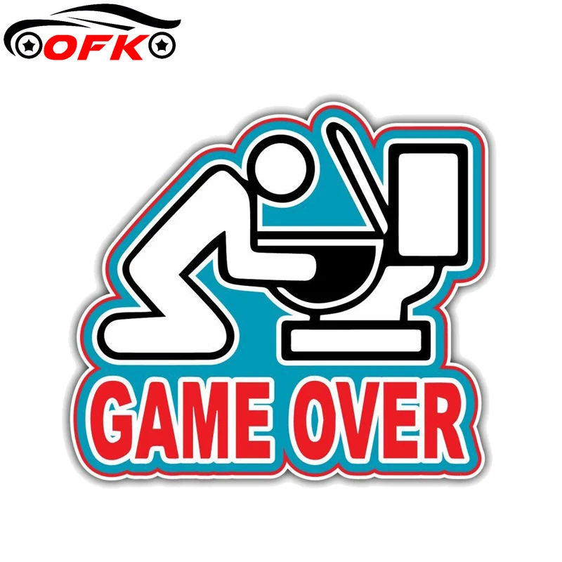 

Funny Game Over Throwing Up Car Sticker PVC Reflective Decal 14.5CM*13.1CM