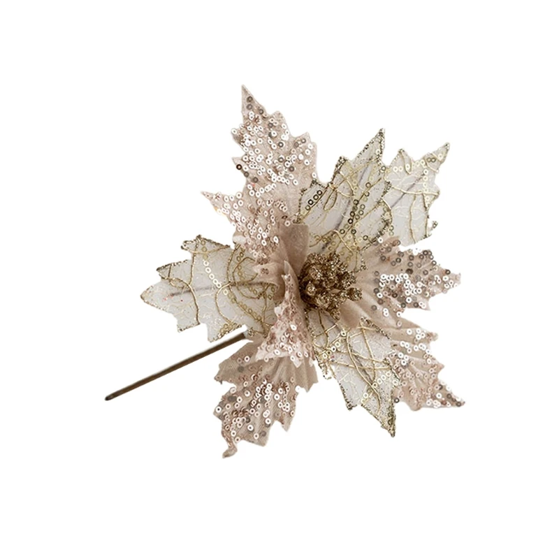 

Фланелевые Искусственные цветы с блестками и стеблями, товары для вечерние на Рождество, домашнее, свадебное, вечерние чное украшение