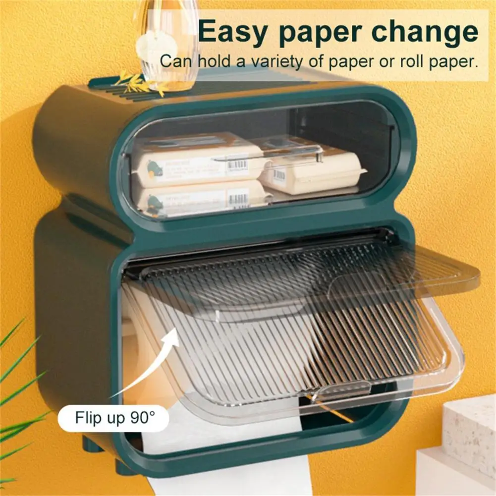 

3 Colors Cute Bathroom Product Toilet Paper Holder Dustproof Tissue Box Wall Mounted for Living Room