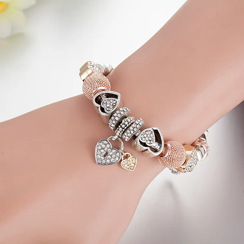

JanYee New Free Shipping Pulcera Gold Charm With Lock Bracelets for Women DIY Beads Fit Pan Bangles Jewelry Dropshipping B22037