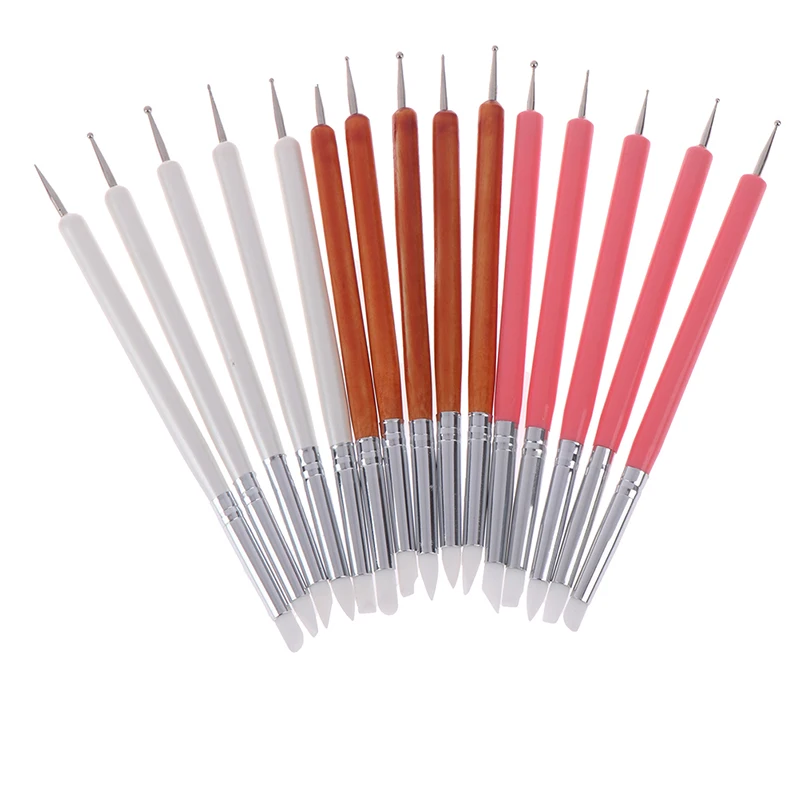 

5pcs/Set Double-ended Dotting Tools Set Nail Art Embossing Tools Pottery Craft Art Silicone Brushes Pottery Clay Tool