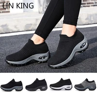 lin king women outdoor casual sport shoes big size non slip sneakers slip on loafers comfortable height increase swing shoes