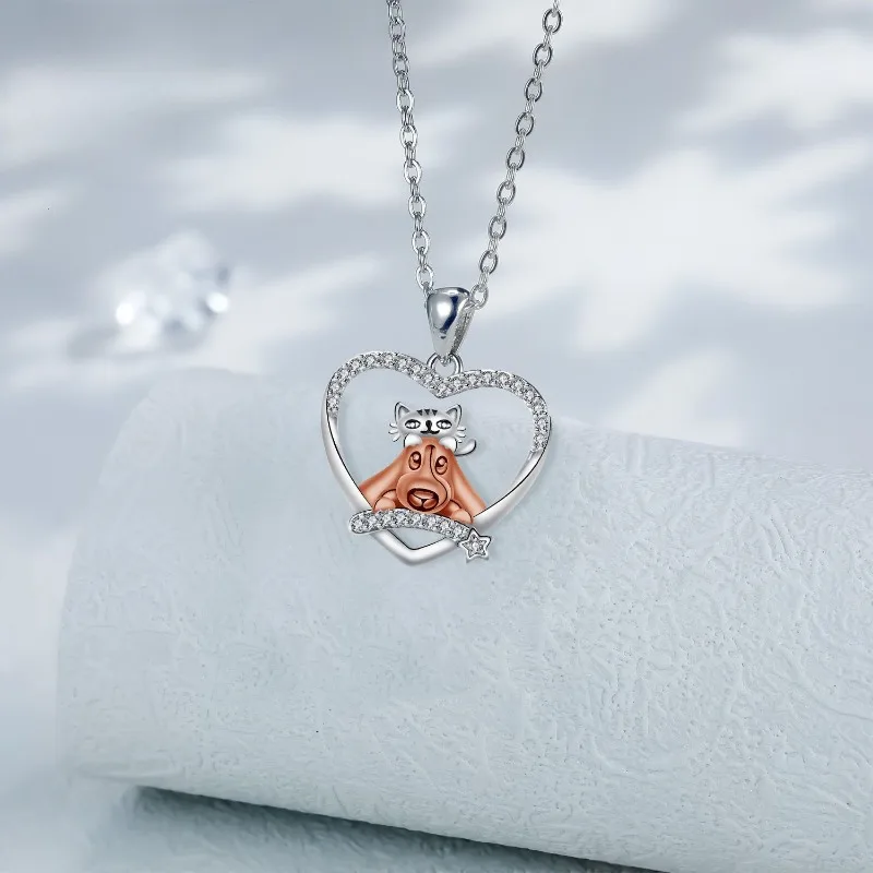 Ожерелье с подвеской в виде милых домашних животных колье-цепочка форме сердца
