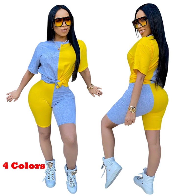2023 new women's fashion suit shorts with short-sleeved tops large yards women's two-piece set
