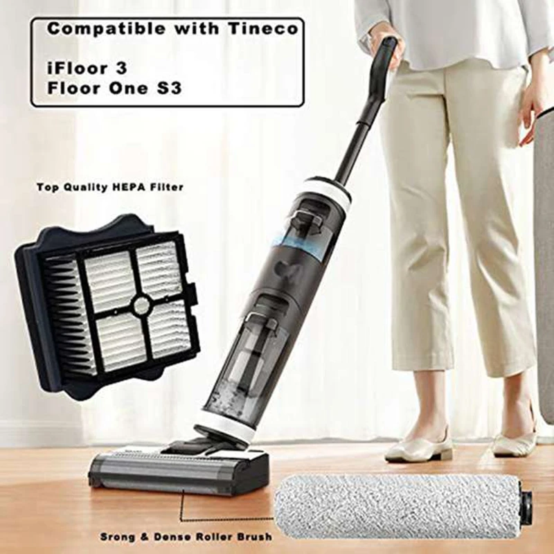 

Replacement Brush Roller and Vacuum Filter Suitable for Tineco IFloor 3/IFloor One S3 Cordless Wet Dry Vacuum Cleaner