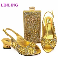 new arrival luxury shoes women designers nigerian shoes and matching bags set decorated with rhinestone italian shoe and bags
