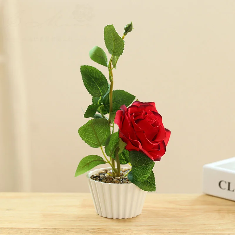 

New Two-pronged Small Rose Bonsai Simulation Flower Factory Direct Supply Creative Artificial Fashion Home Decoration