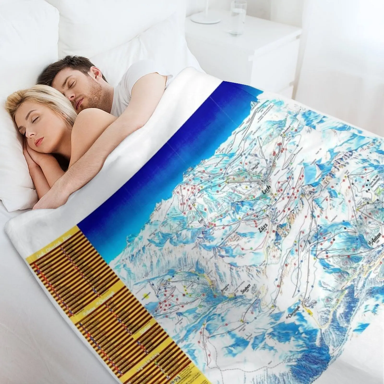 Искусственное одеяло для лыж Arlberg (с названиями лыж) карта лыжных зон (старая)