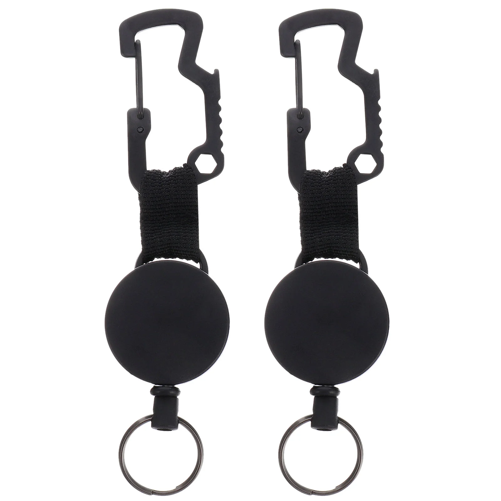 

2Pcs Retractable Badge Reel Clip Carabiner Reel Retractable Keyring (Black)