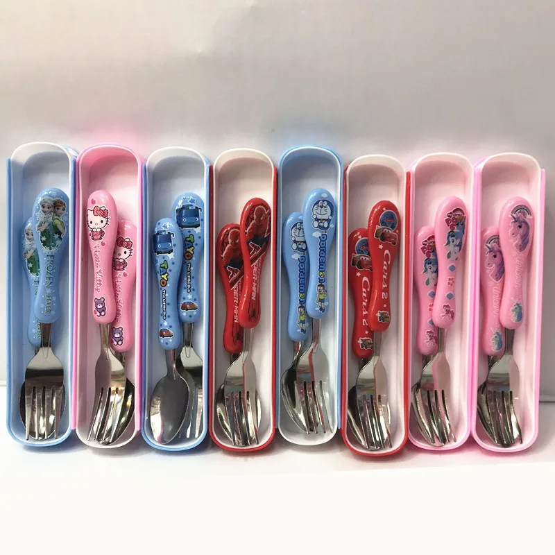 

Disney Children's Training Chopsticks Spoon Fork Set Frozen Minnie Mickey Cars Children Fork Spoon Chopsticks Portable Cutlery