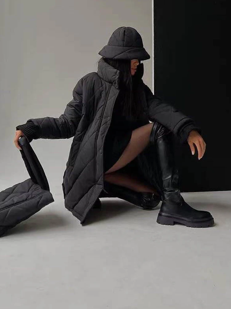 Cryptographic 2022 Fall Winter Parkas and Bag Quilted Coats and Jackets for Women Warm Trench Coat Long Down Jackets Outifits