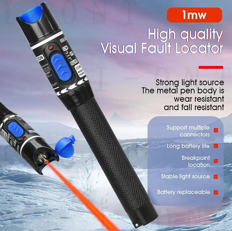 2 In1 FTTH Fiber Optic Tool Kit Fiber Optical Power Meter -70 +10dBm Visual Fault Locator Fiber optic test pen and 5km 1/30/50MW