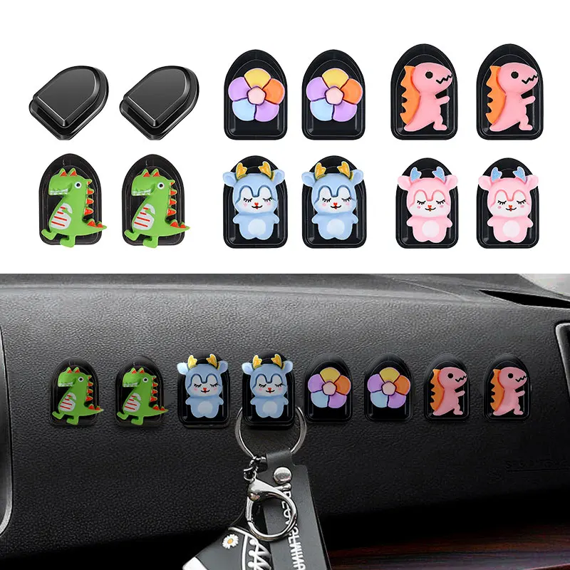 

2Pcs Small Hook Car Mini Cartoon Hooks Cute Animal Decoration Automobile Interior Organizer Holder Durable Car Accessories New