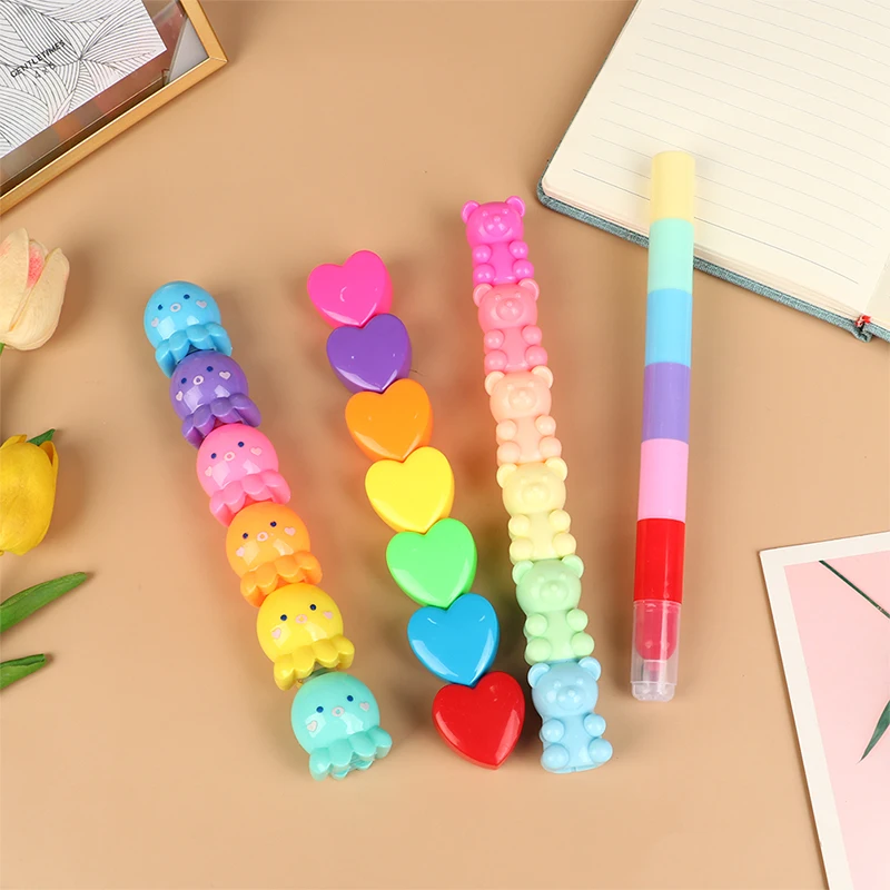1Pc Creative Cat Claw Bear Shape Highlighter Cartoon Cute Can Be Separated Wide Pen Thick Pen Student Line Color Marker