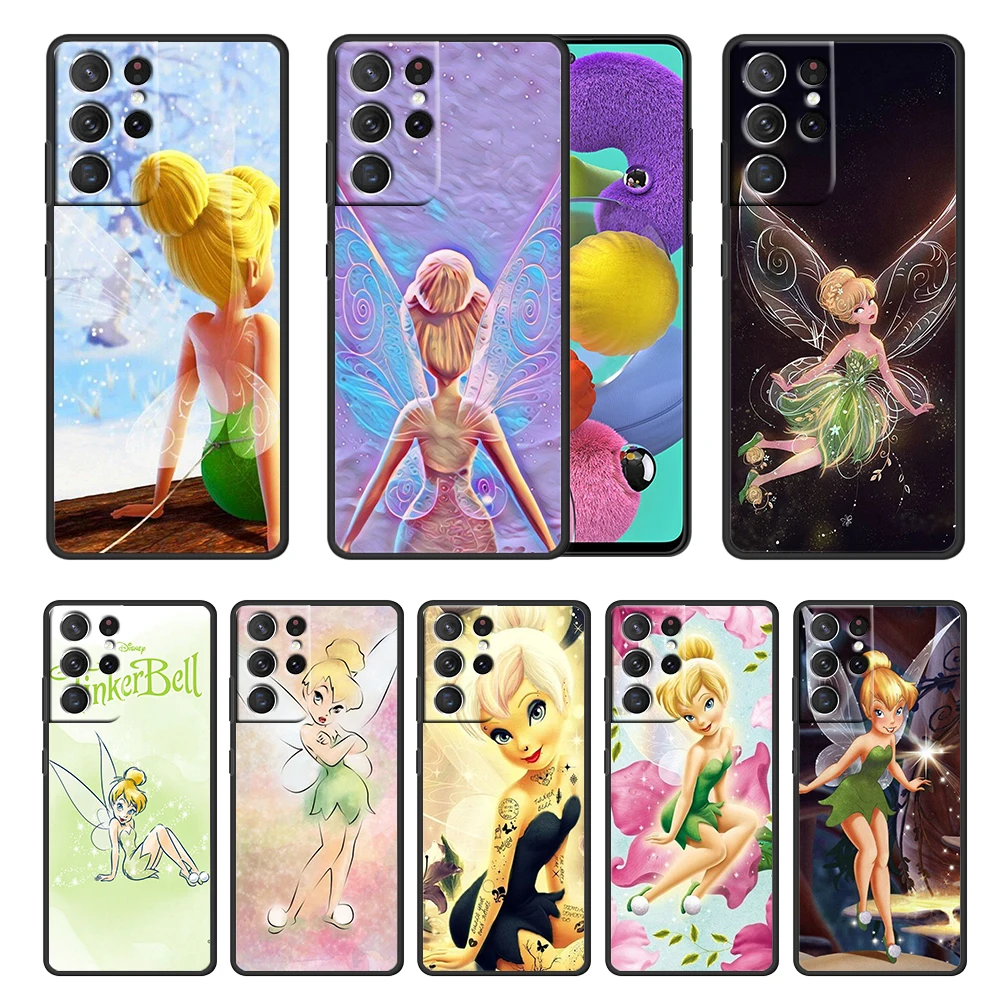 

Disney Peter Pan Cartoon Black Soft Phone Case For Samsung Galaxy S23 S22 S21 S20 FE Ultra Plus S10 S9 5G Soft TPU Cover Shell