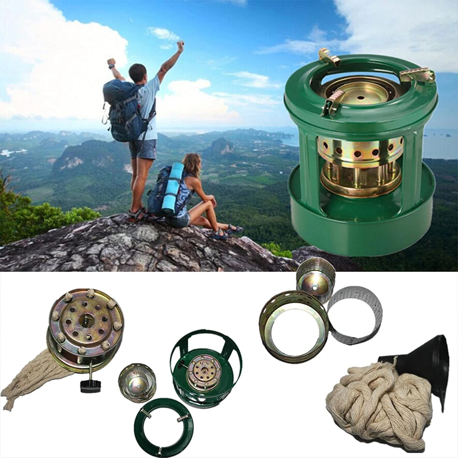 

Cookware Heater Gas Burner Travel 1.5L Kerosene Stove Portable Hiking Cooking Supplies Iron Windproof Green Heaters Outdoor